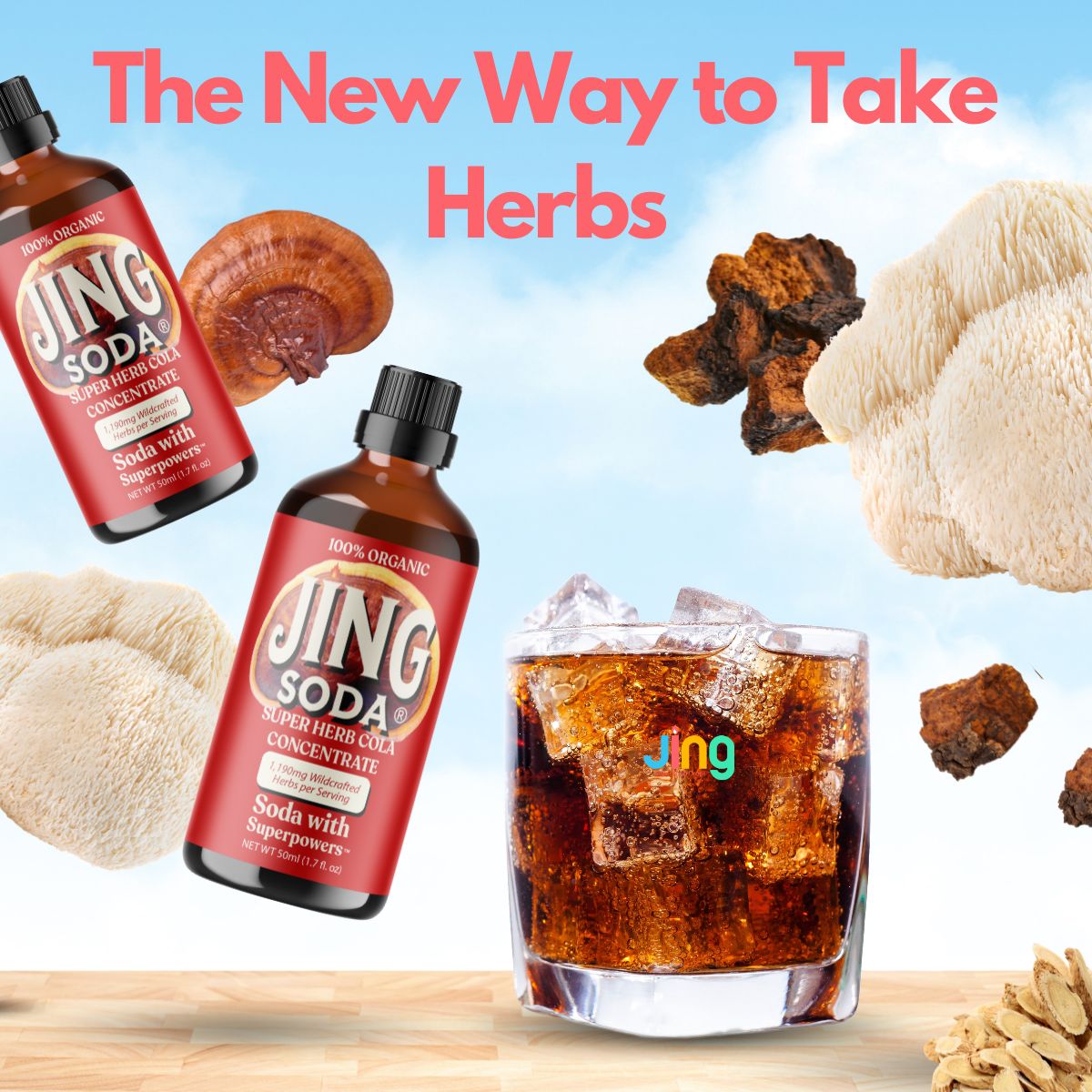 Jing Soda, 12 Herb Super Drops, 32oz