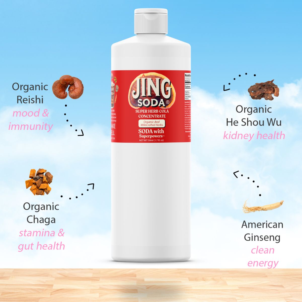 Jing Soda, 12 Herb Super Drops, 32oz