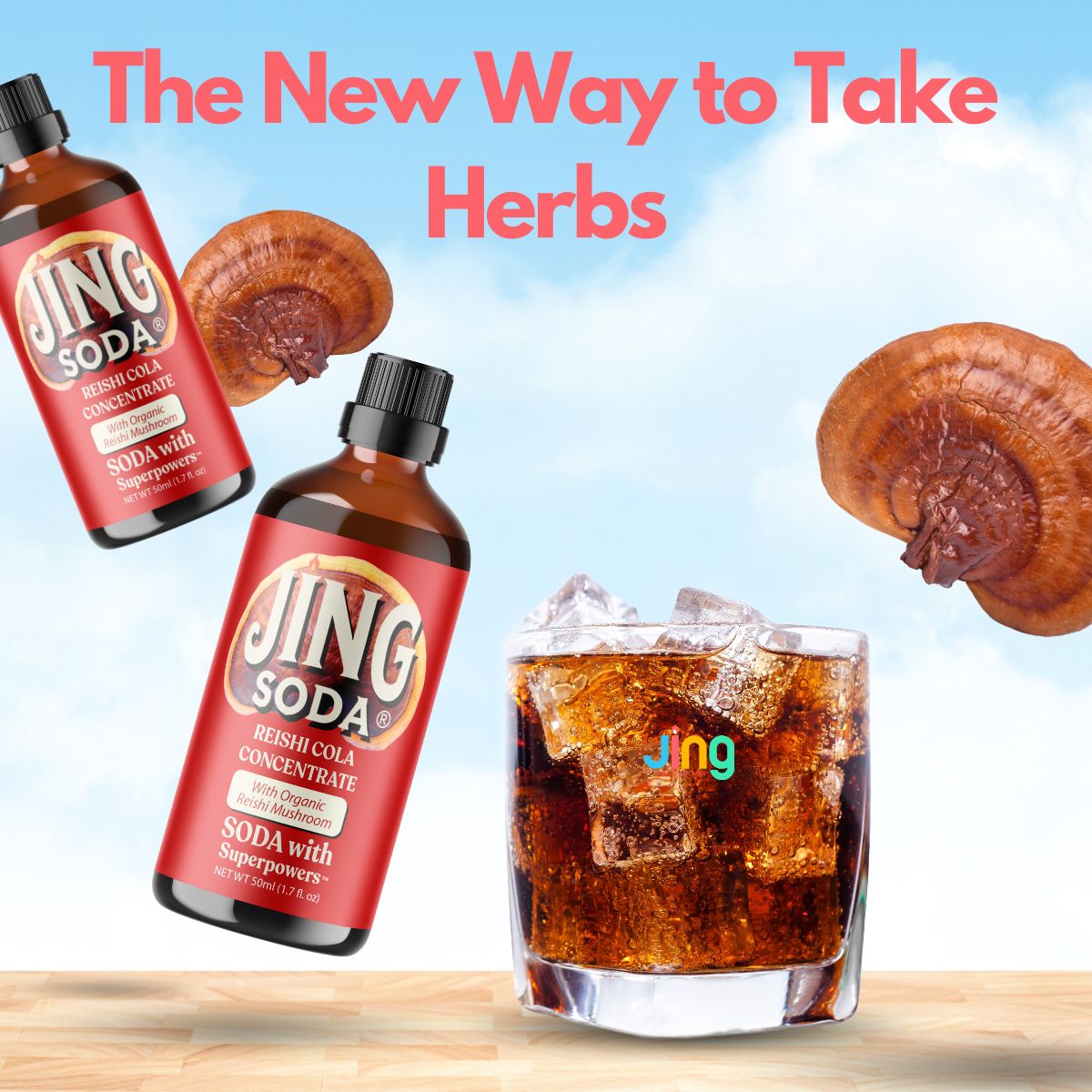 Jing Soda, Reishi Cola, 50mL (3 Pack)
