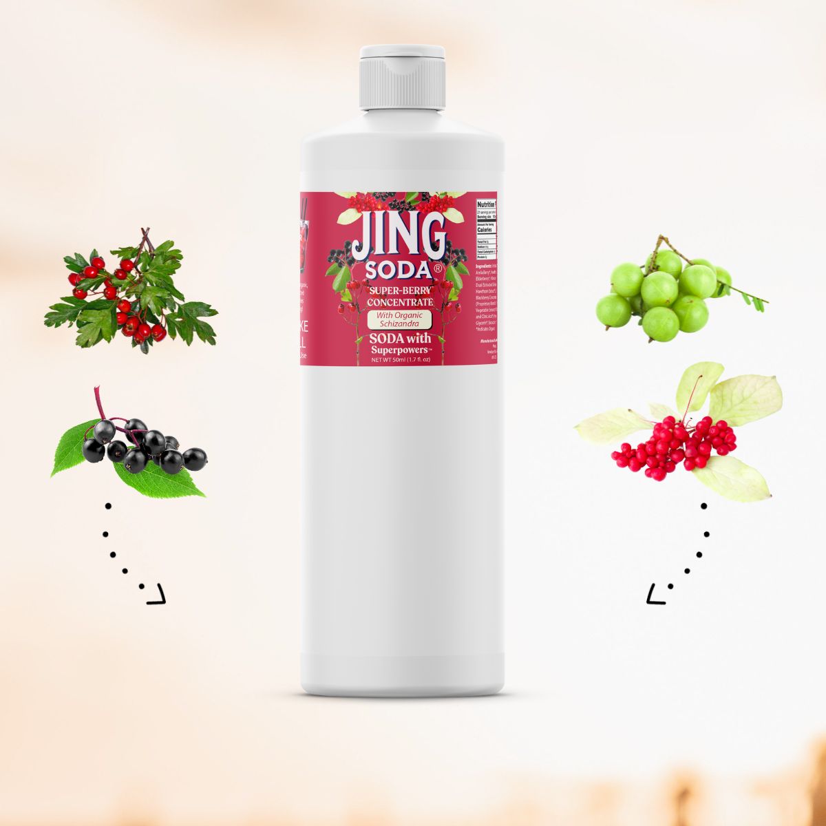 Jing Soda, Super Berry, 32oz