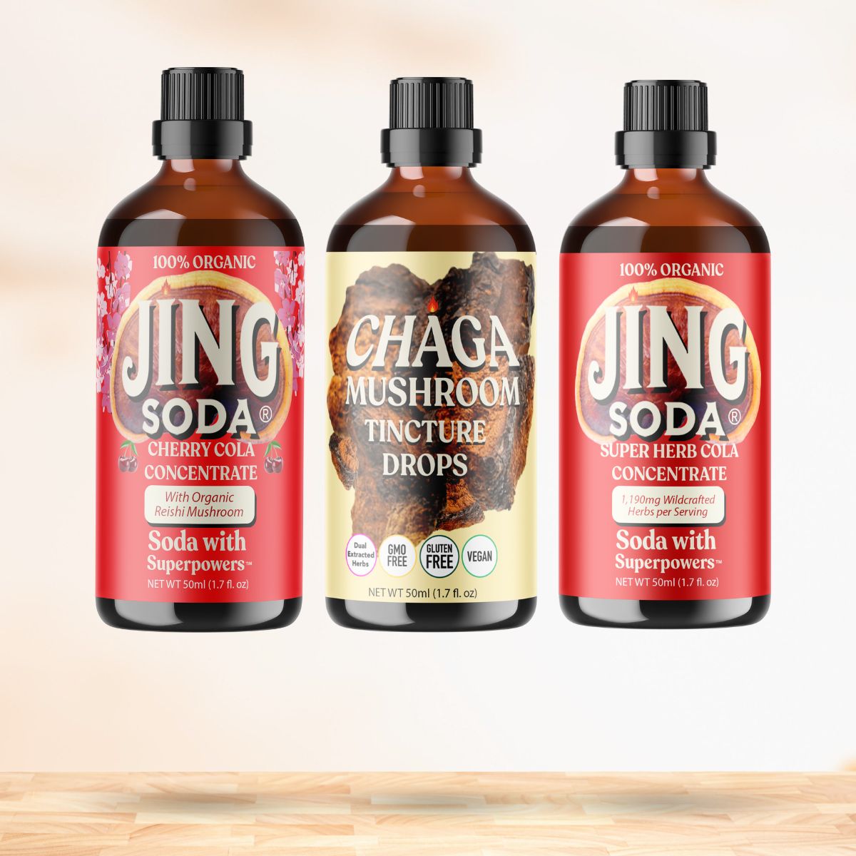 Jing Soda, Super Cola Cherry Chaga Boost 3 Pack