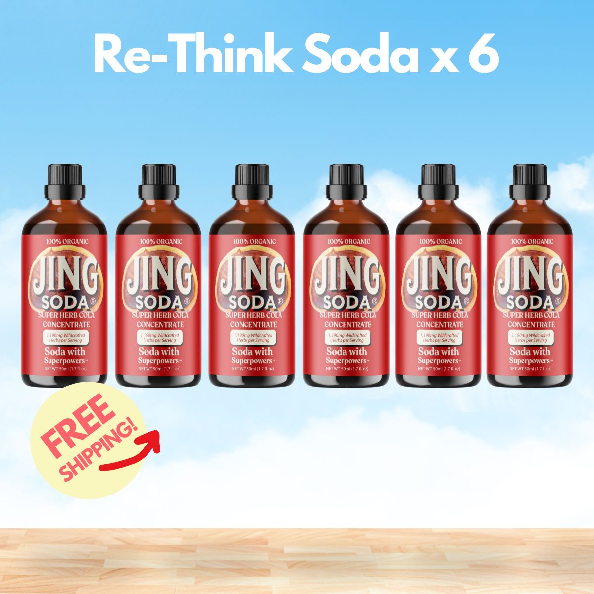 Jing Soda® Super Herb Cola - 6 Bottle Bundle!
